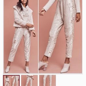 Anthropologie Hei Hei Sequin Jogger Metallic Pink